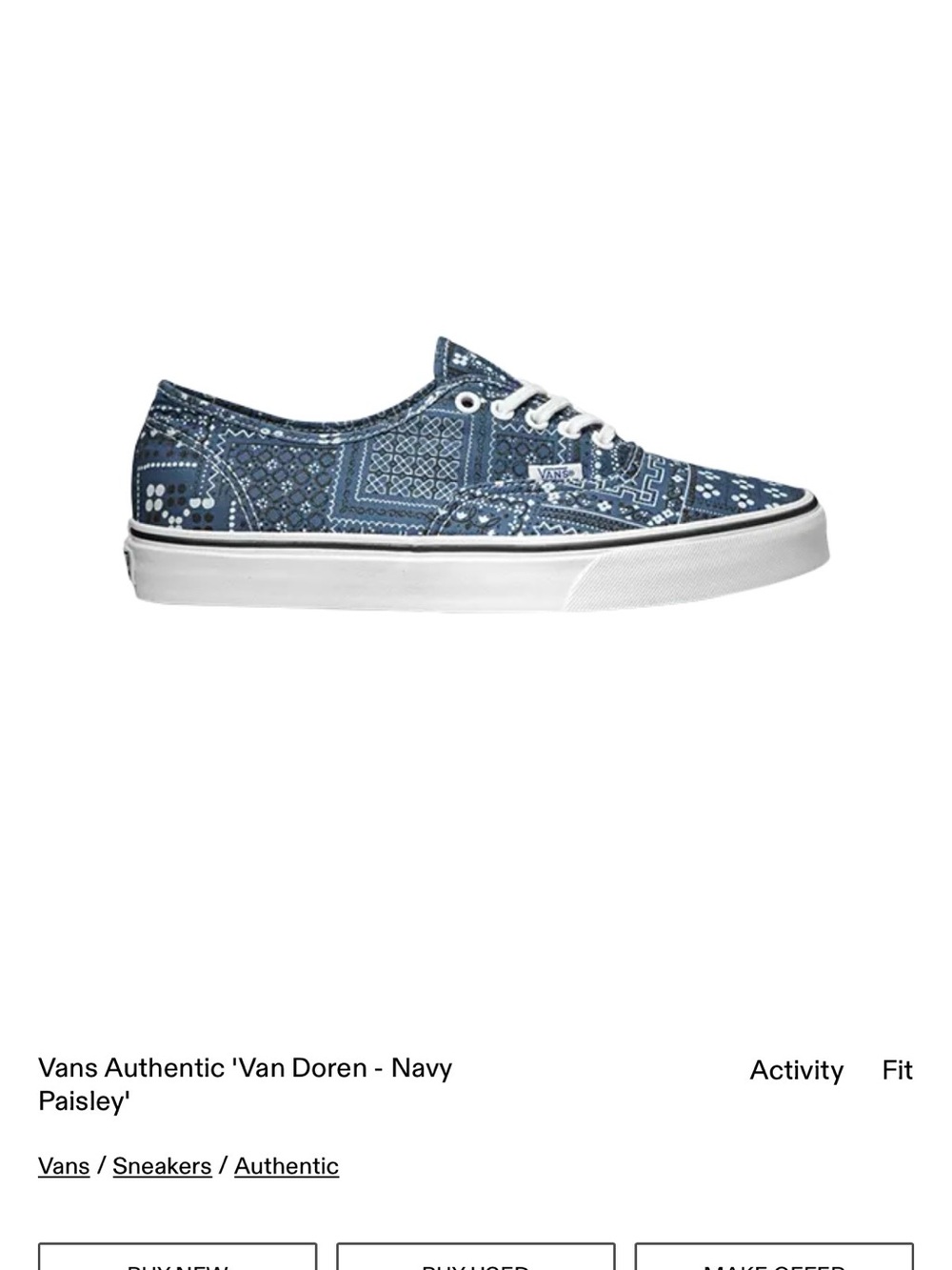 Vans Navy ‘Van Doren’ Navy Paisley Bandana Low-Top Sneakers